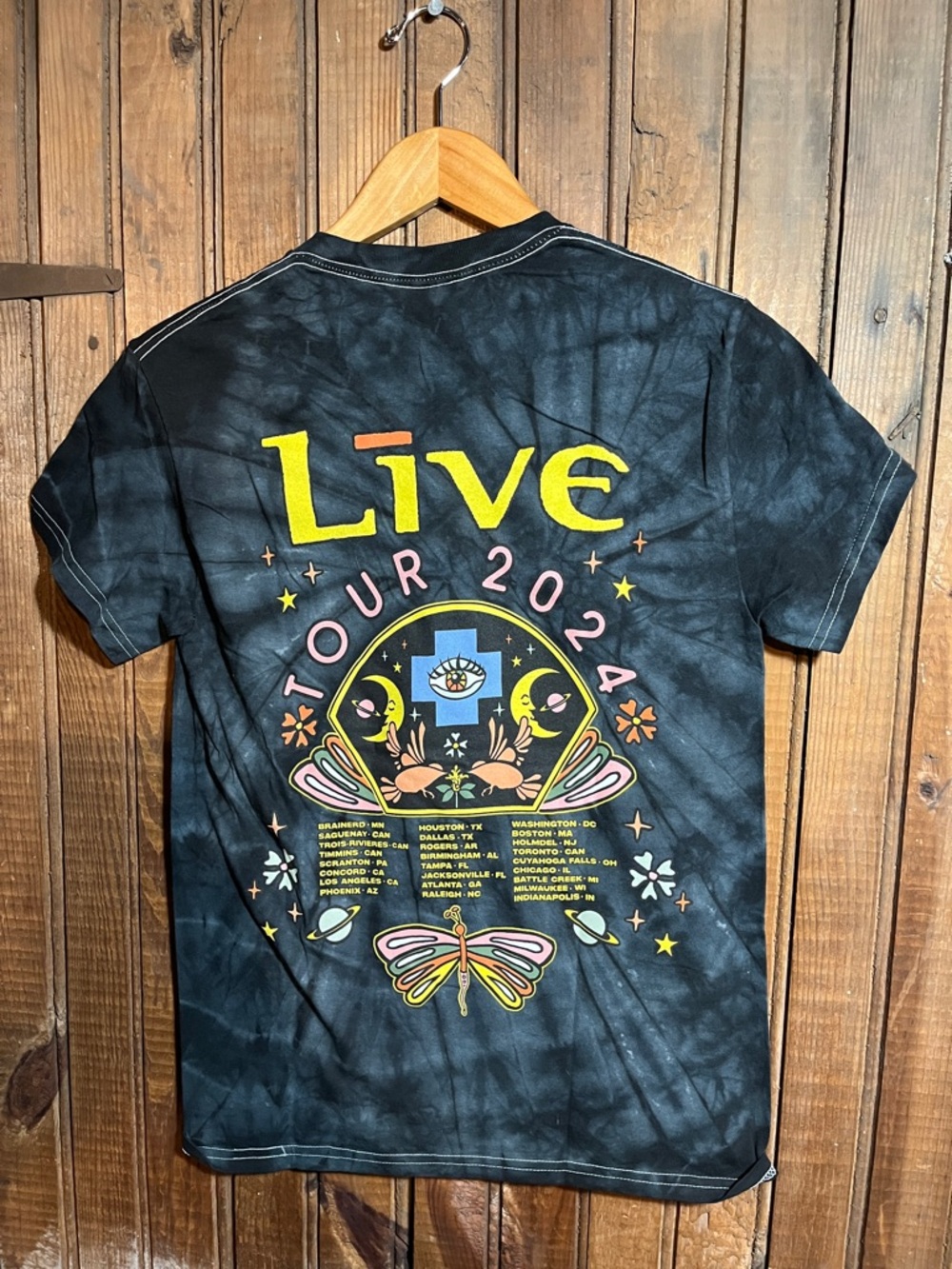 Live 2024 Tour Black Tie-Dye Graphic T-Shirt